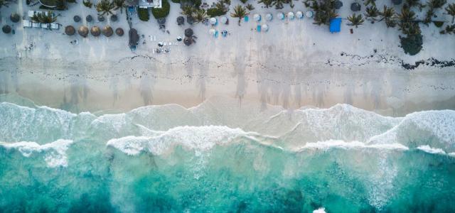 Aerial view of beach.